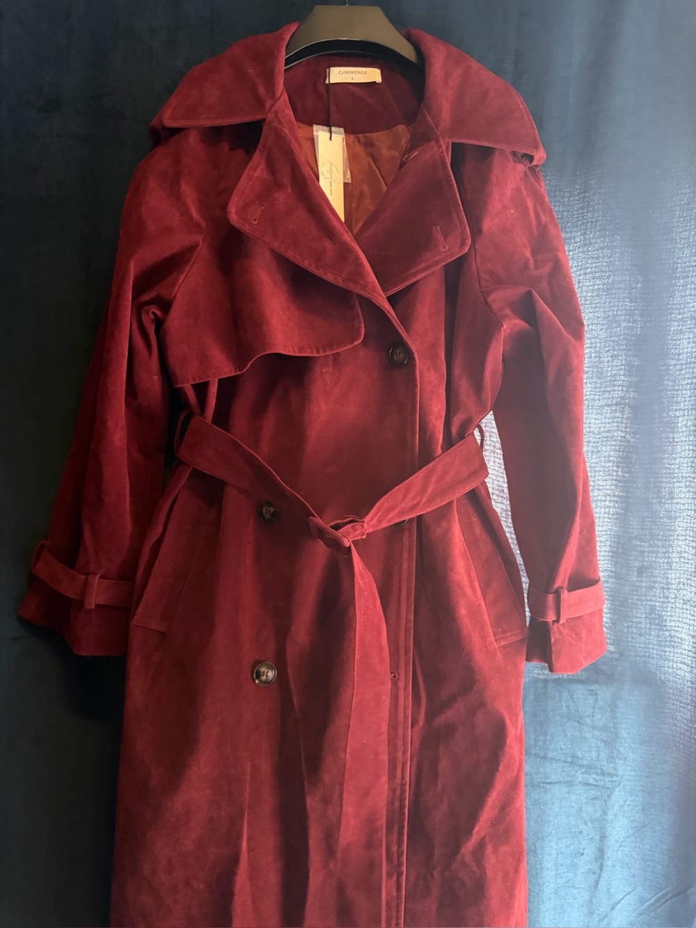Commense Burgundy Red Trench Coat